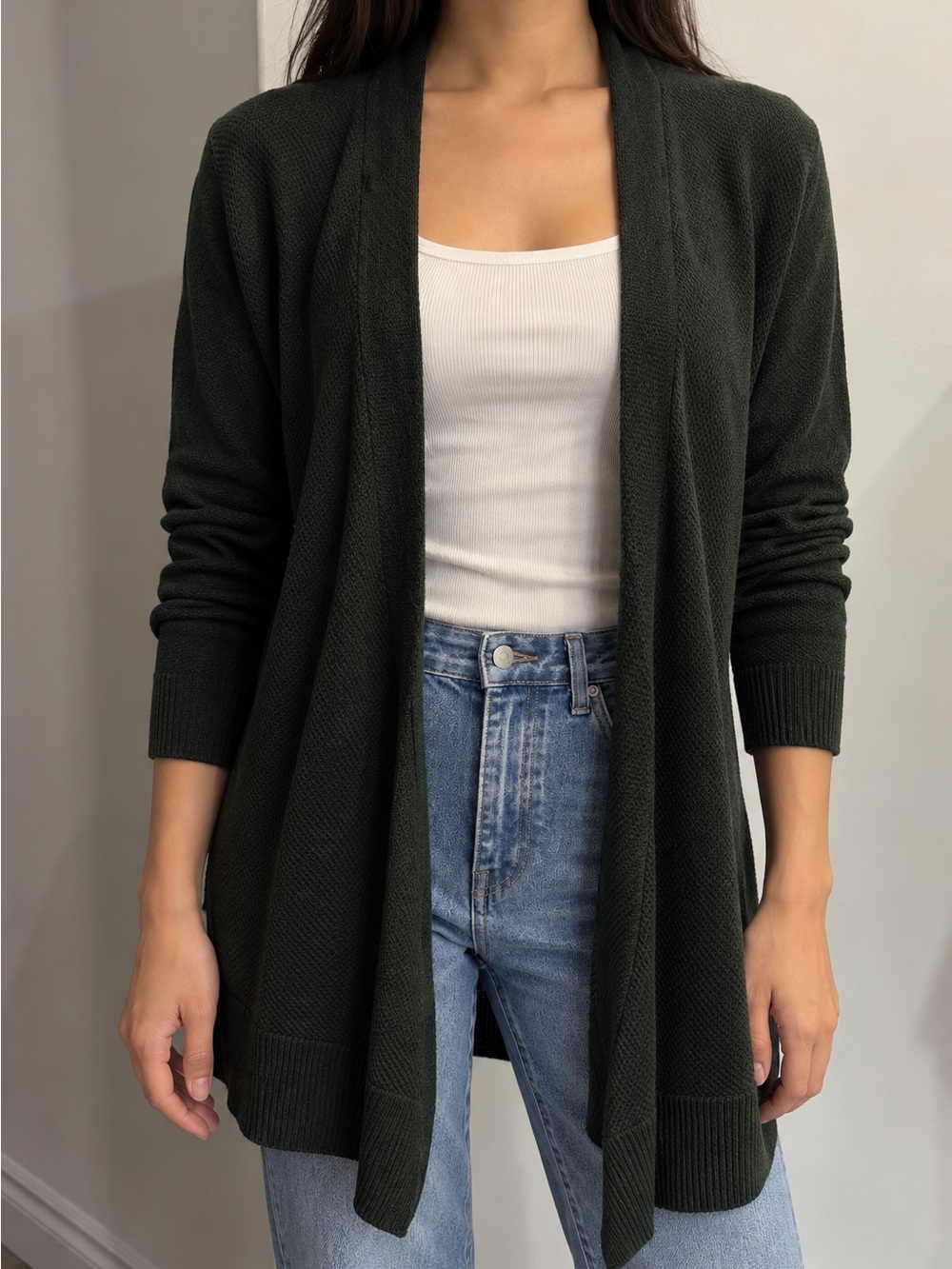GAP for Good 100% Cotton Long Open Front Cardigan Black Size M